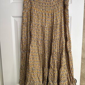Max Studio Mustard Yellow Printed A-Line Skirt